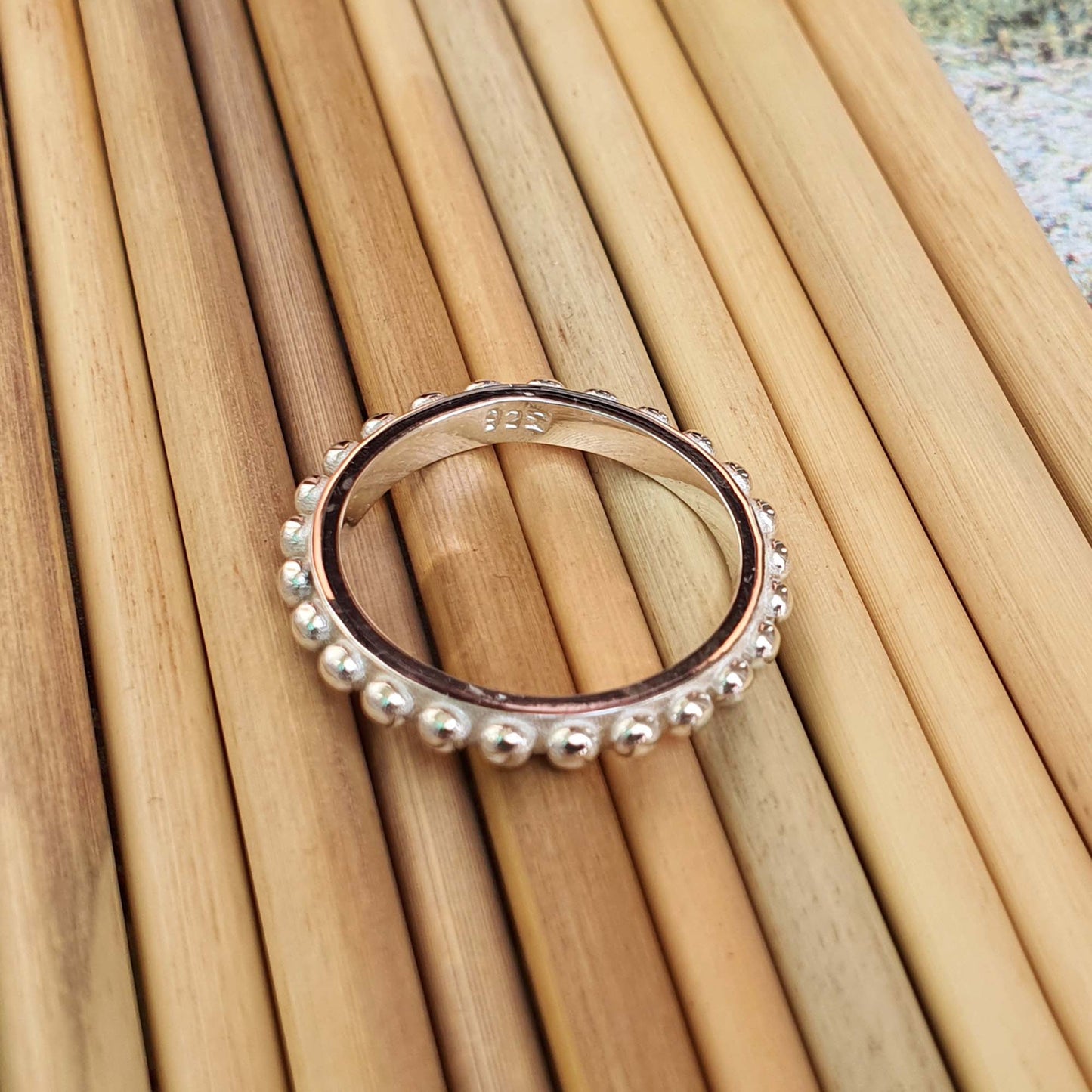 beaded silver ring