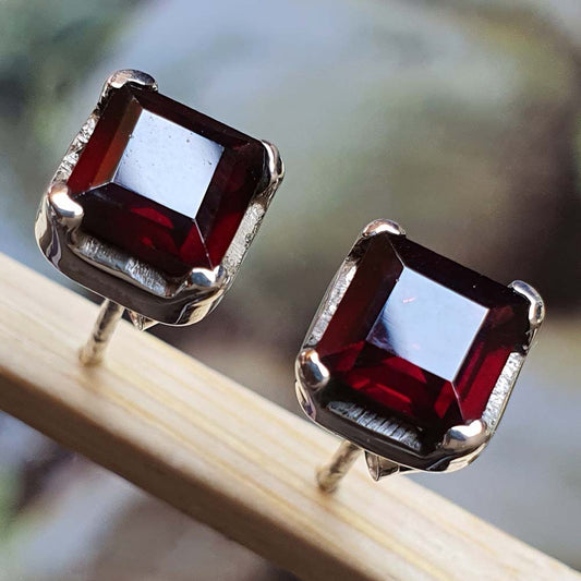 square cut garnet earrings