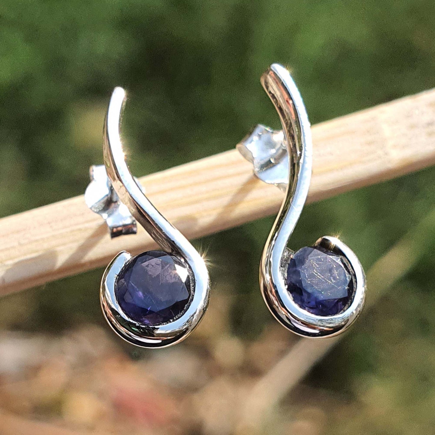 iolite stud earrings