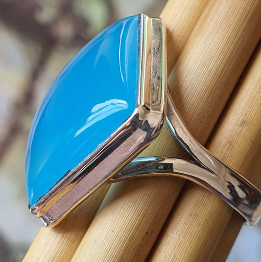 blue chaledony silver ring