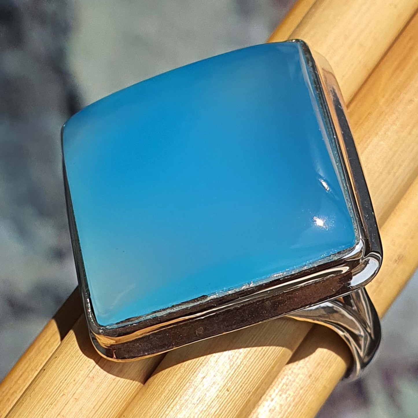 blue chaledony sterling silver ring