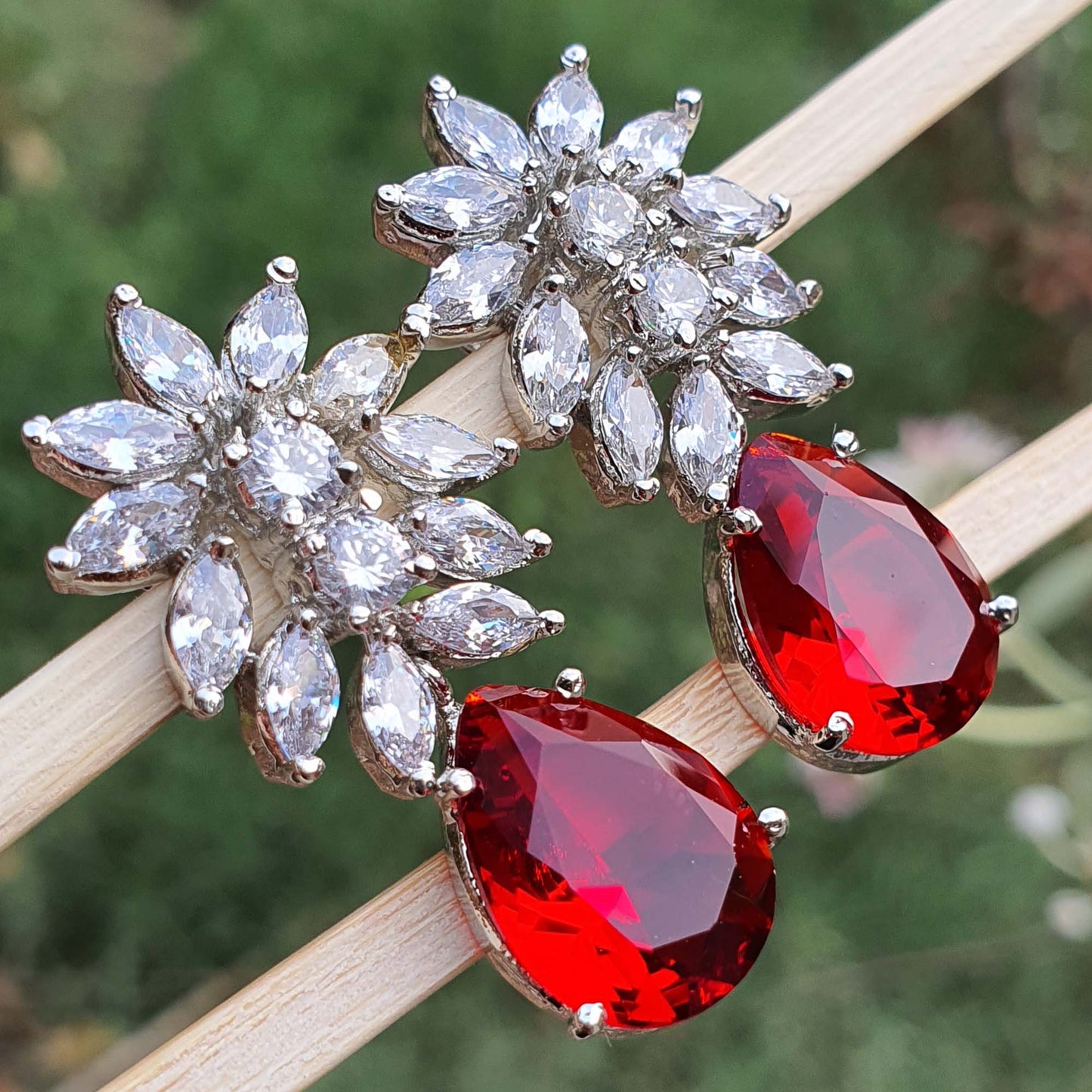 teardrop cz earrings