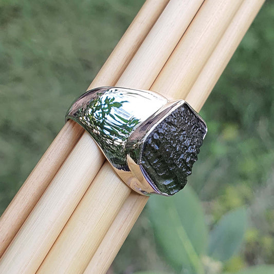 Raw Moldavite Ring