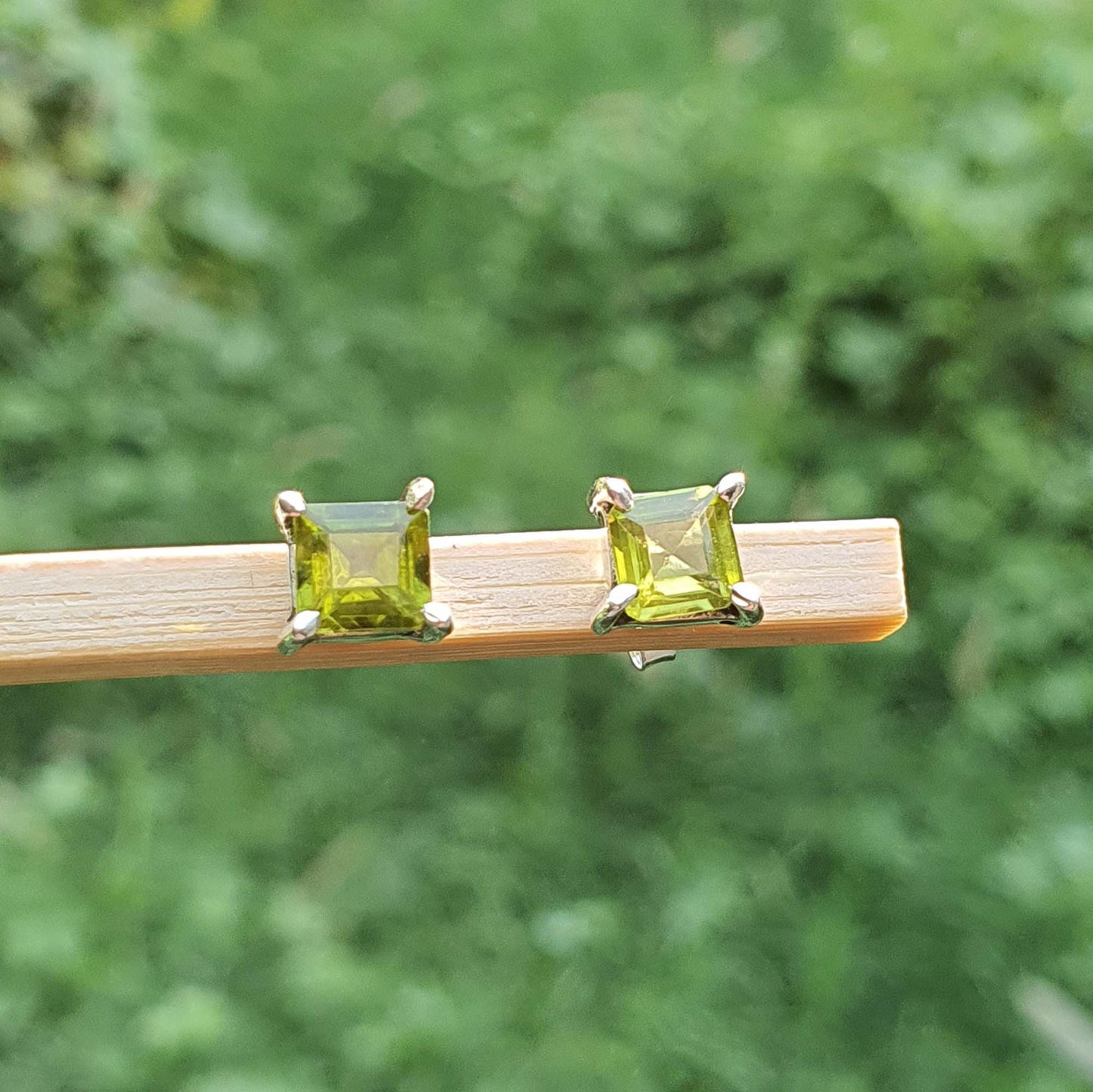 Square Cut Peridot Earrings 925 Sterling Silver Men Women Jewelry Femmes Bijoux
