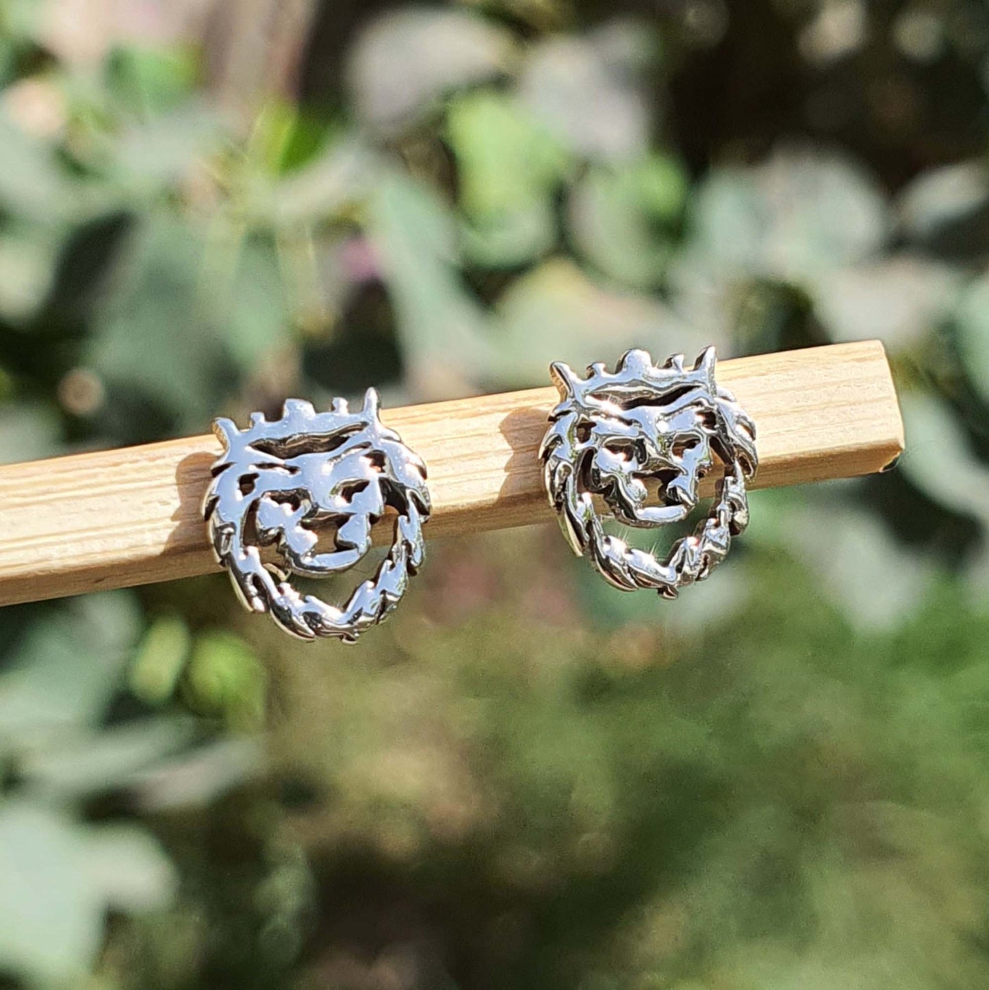 Animal Kingdom Lion Stud Earrings in Solid 925 Sterling Silver Femmes Bijoux