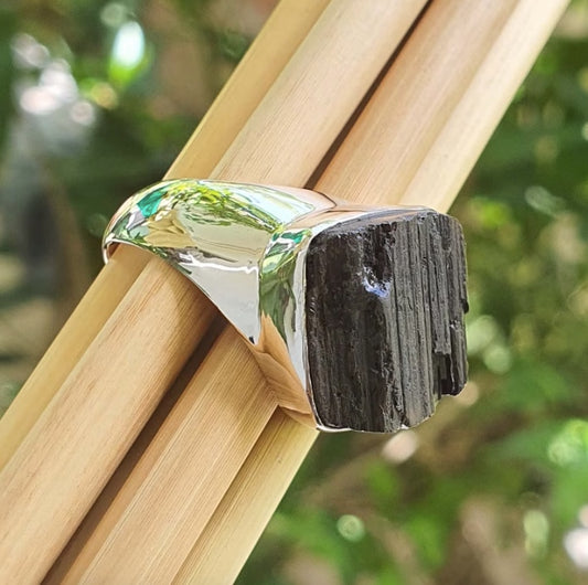 wide band silver ring