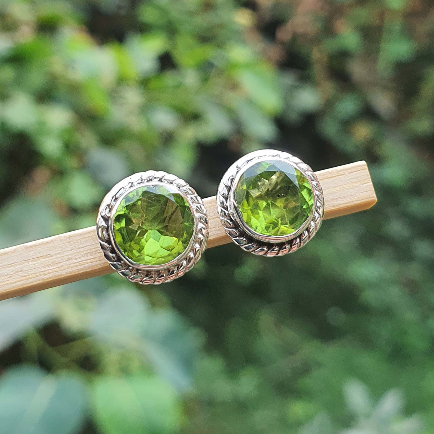 Green Peridot studs