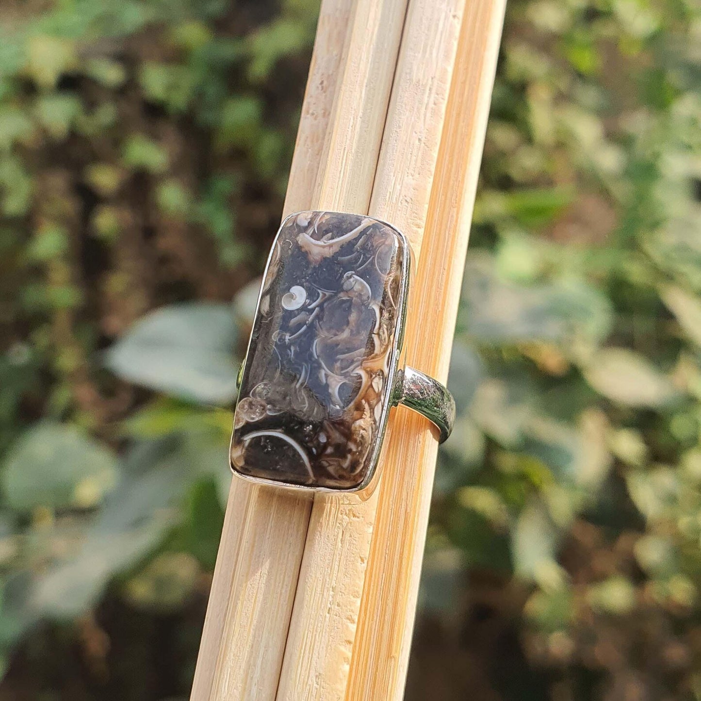 Turtella Jasper rectangle Ring