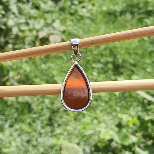 Teardrop Hessonite Garnet Pendant Unisex 925 Sterling Silver Femmes Bijoux