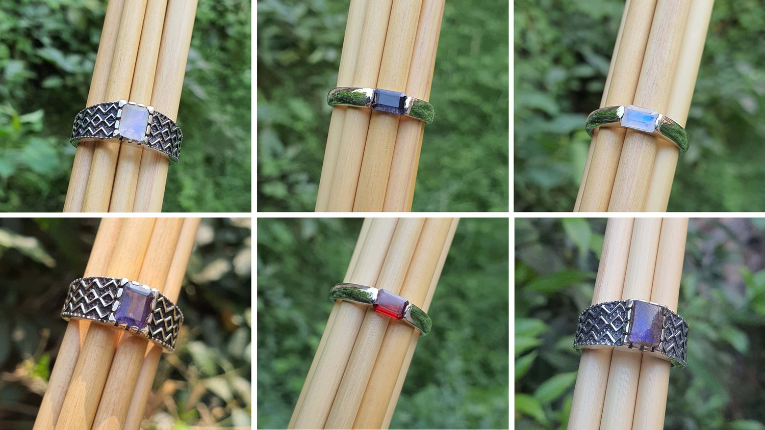 Sterling Silver natural gemstone rings