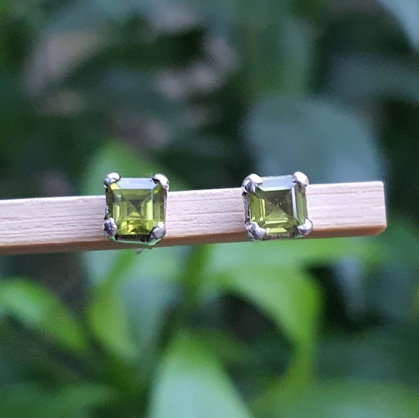 green stone stud earrings
