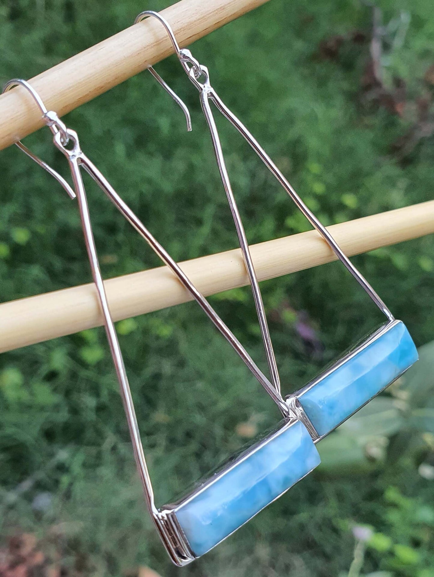 rectangle larimar earrings