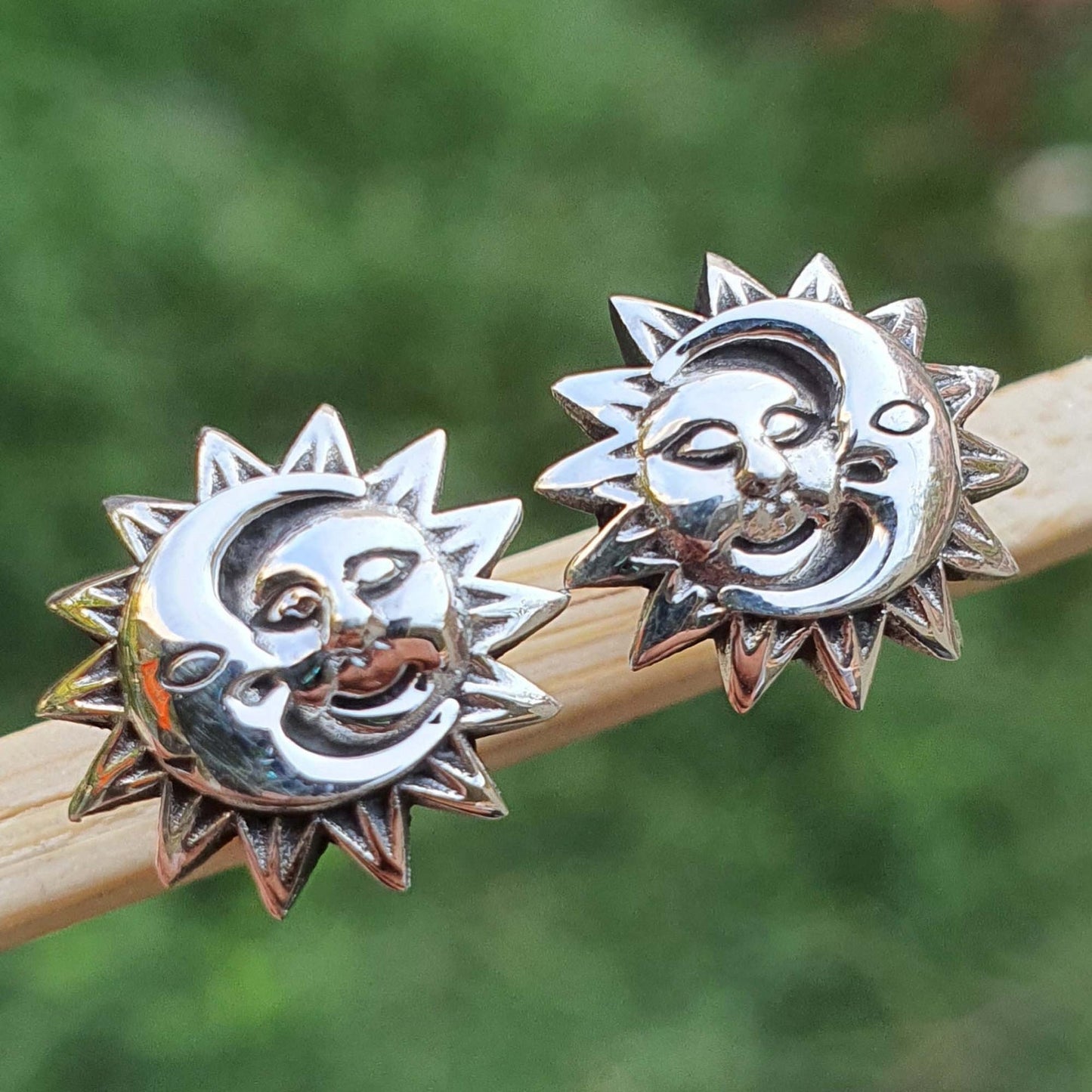 oxidized moon earrings