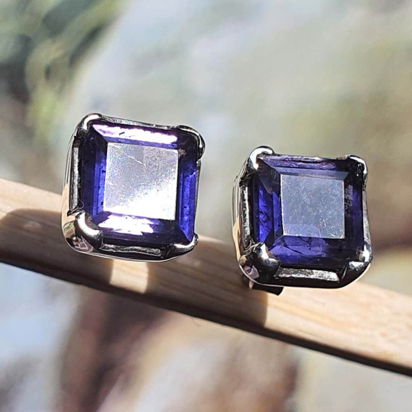 square iolite earrings