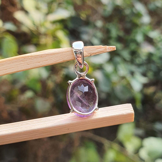 Oval cut Natural Purple Amethyst Pendant for Men Women in 925 Sterling Silver Femmes Bijoux