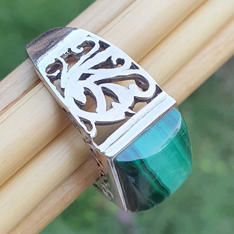 designer ring band malachite