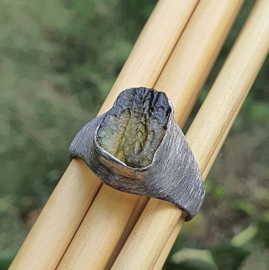moldavite mens ring