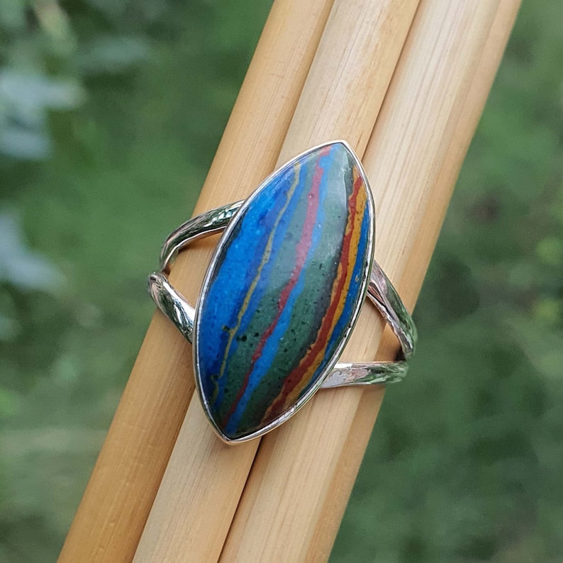 Rainbow Calsilica Ring