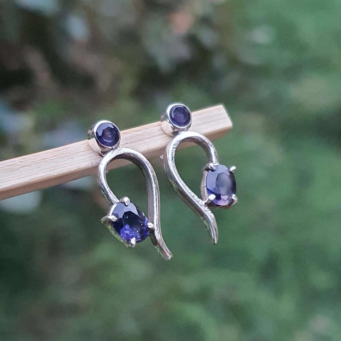 iolite gemstone earrings