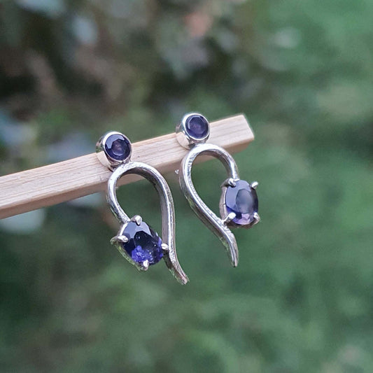 iolite gemstone earrings