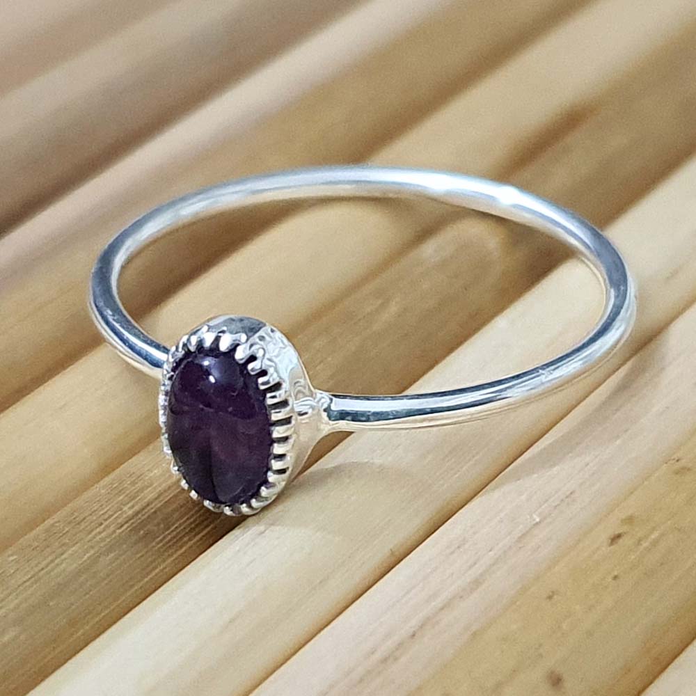 purple amethyst silver ring