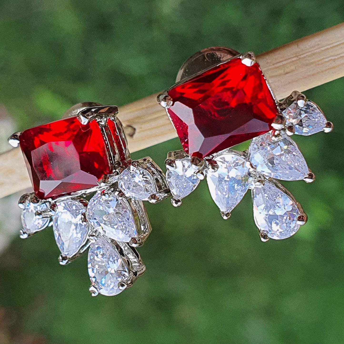 red cz studs