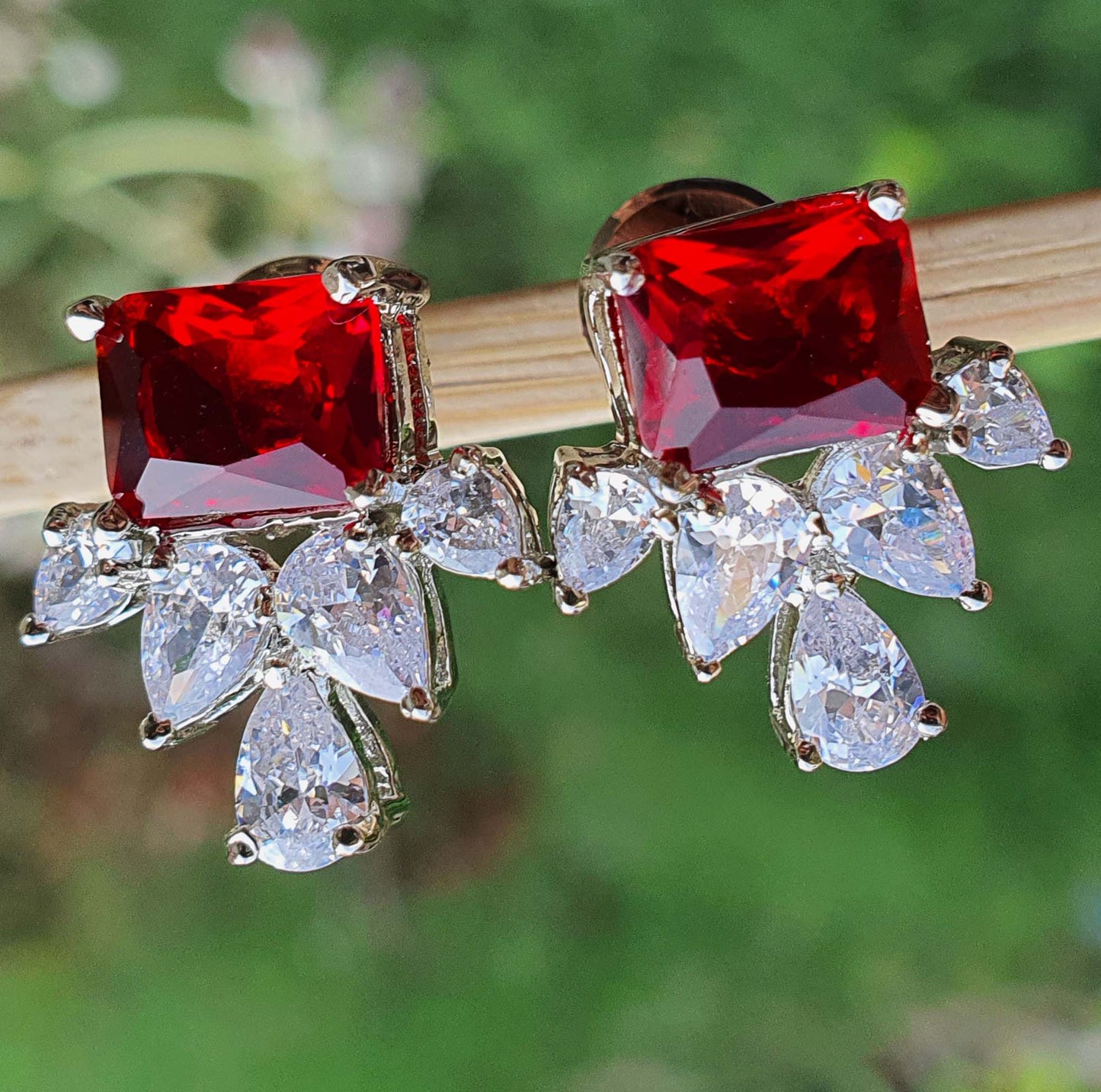 rectangle cz earring