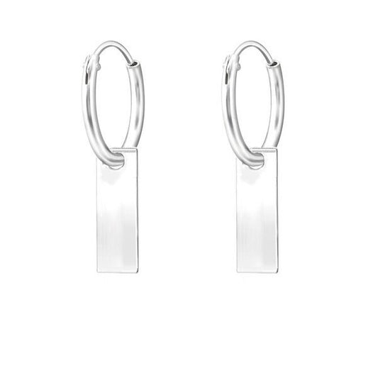 silver bar huggie earrings
