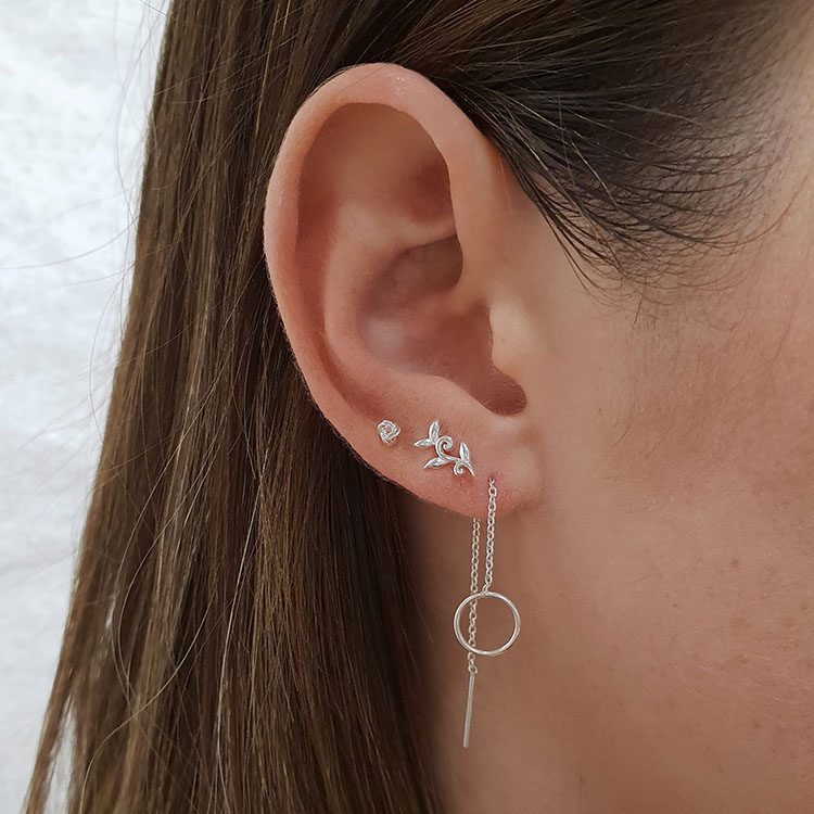 Minimalist Olive Tree branch Leaf Stud Earrings for Women Femmes Bijoux