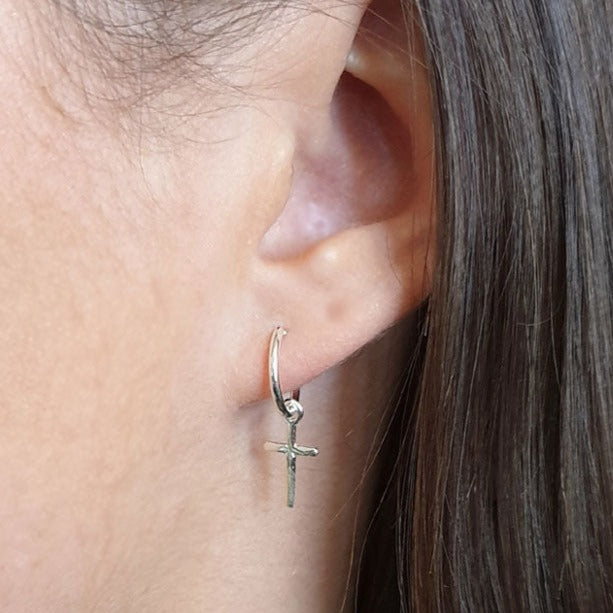 Cross Hoop Earrings for men