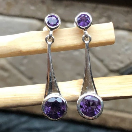 purple amethyst silver earrings