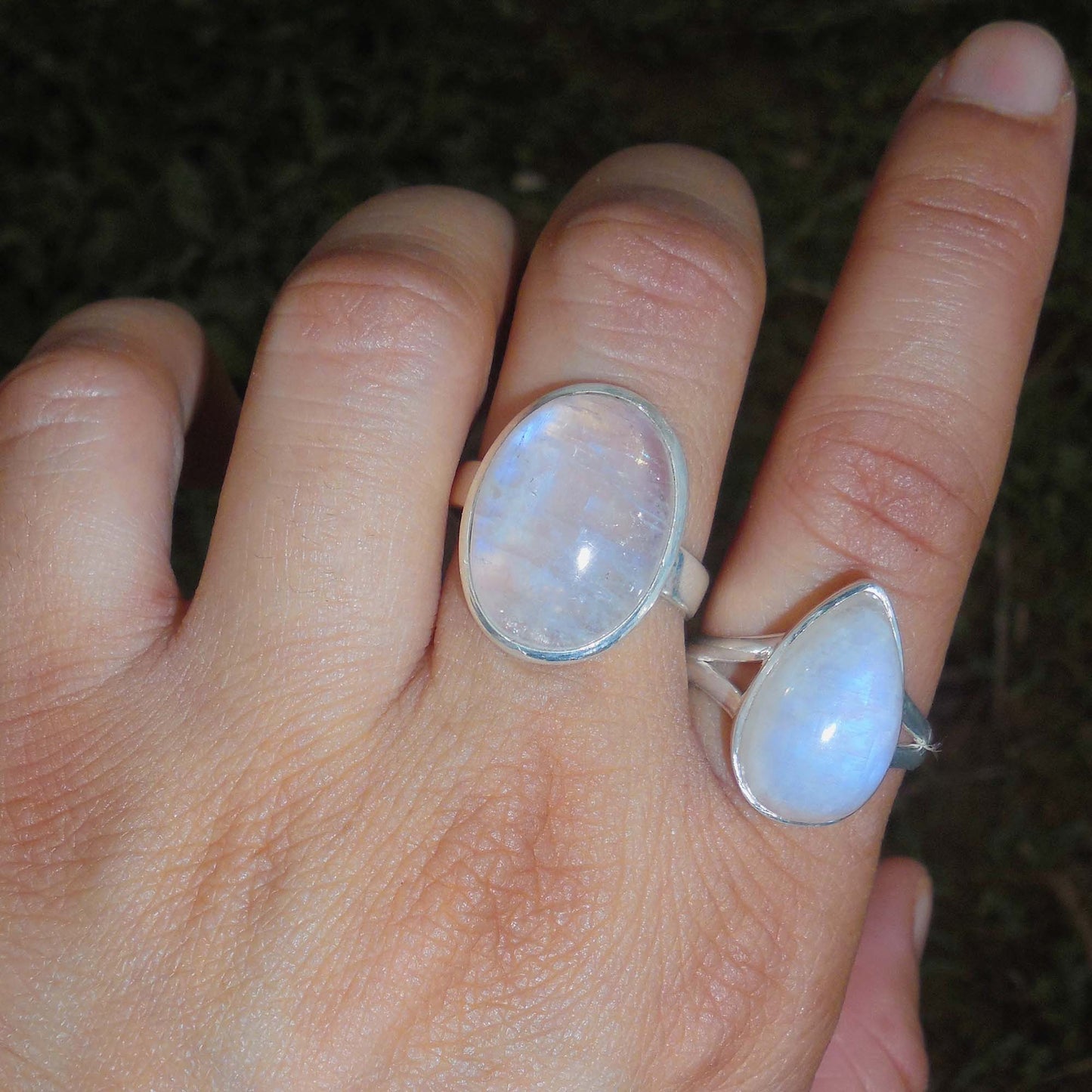 sil;ver moonstone rings