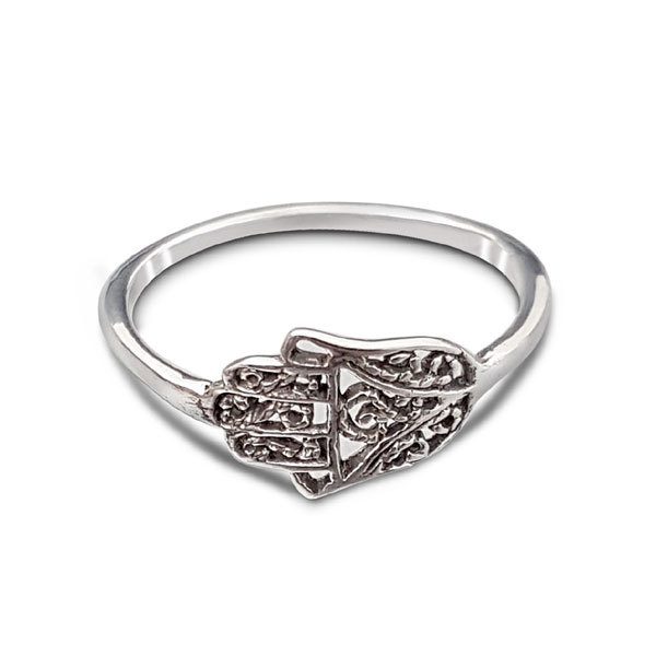 hamsa ring silver