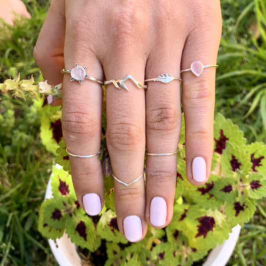 beaded silver moonstone ring