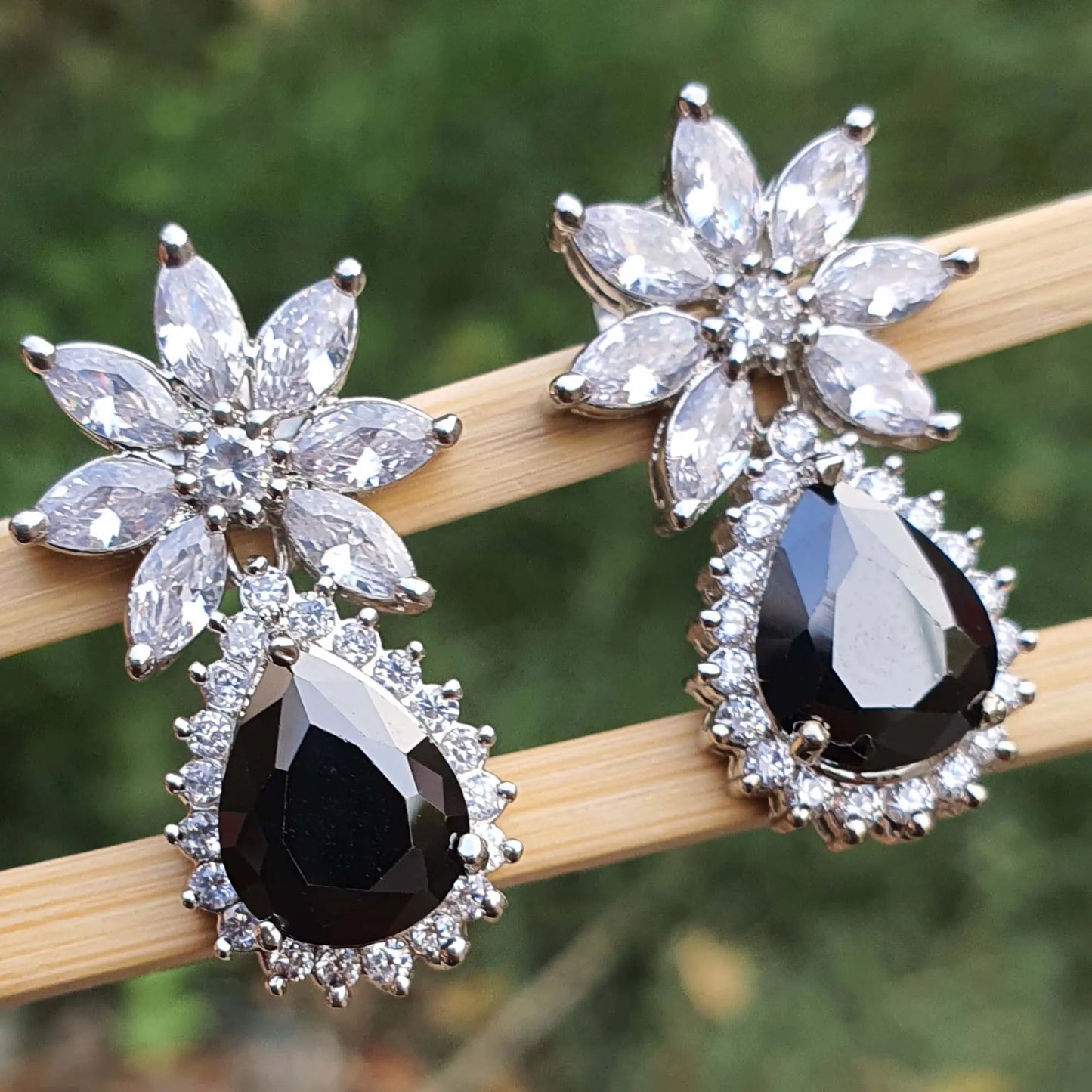 teardrop cz earrings