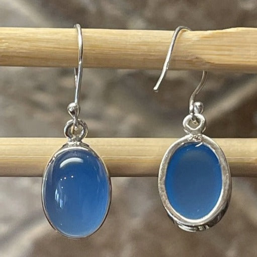 oval chalcedony dangle earrings