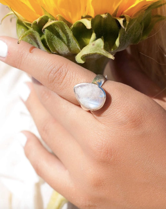 pear moonstone ring