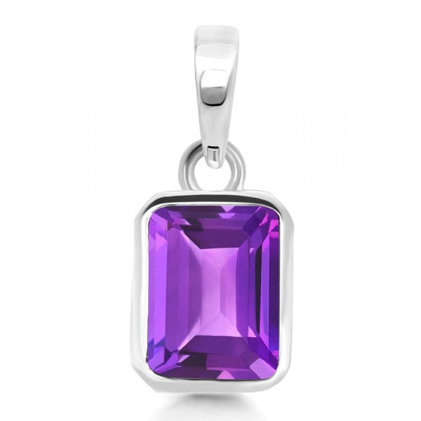Rectangle Purple Amethyst Pendant Necklace Charm Femmes Bijoux