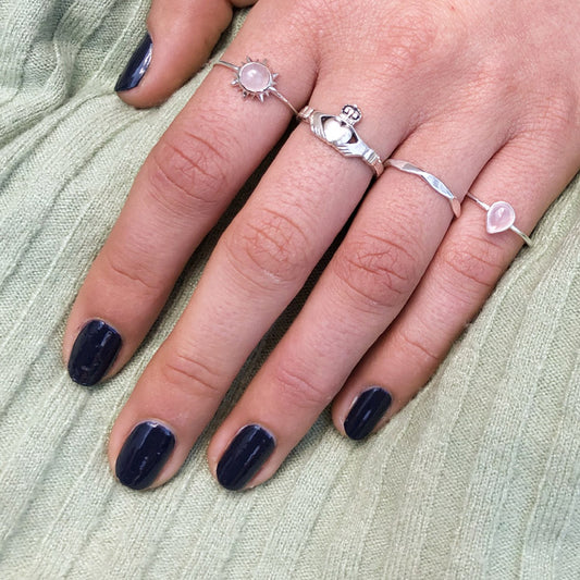 Rose Quartz Silver Sun Ring