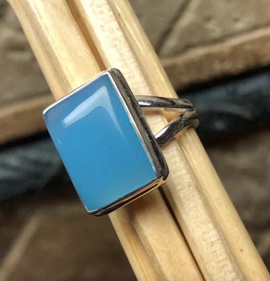 blue chalcedony silver ring