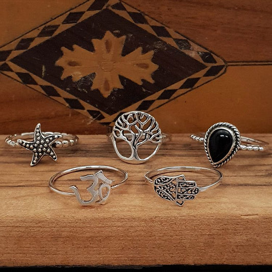 silver hamsa ring