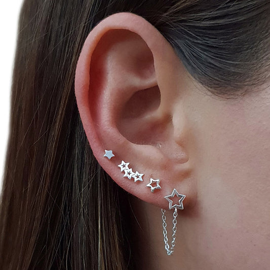 Triple star earrings for women