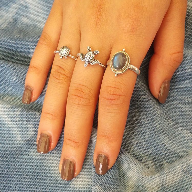 turtle ring in sterling silver