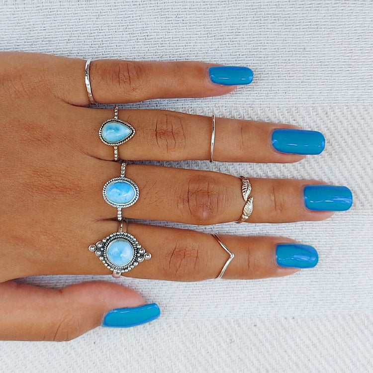 oxidized silver larimar ring jewelry