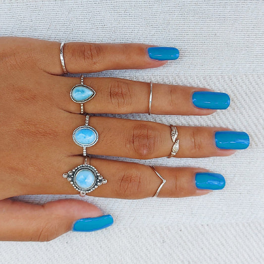 oxidized silver larimar ring jewelry