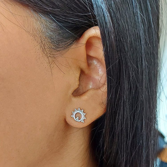 beaded circle studs
