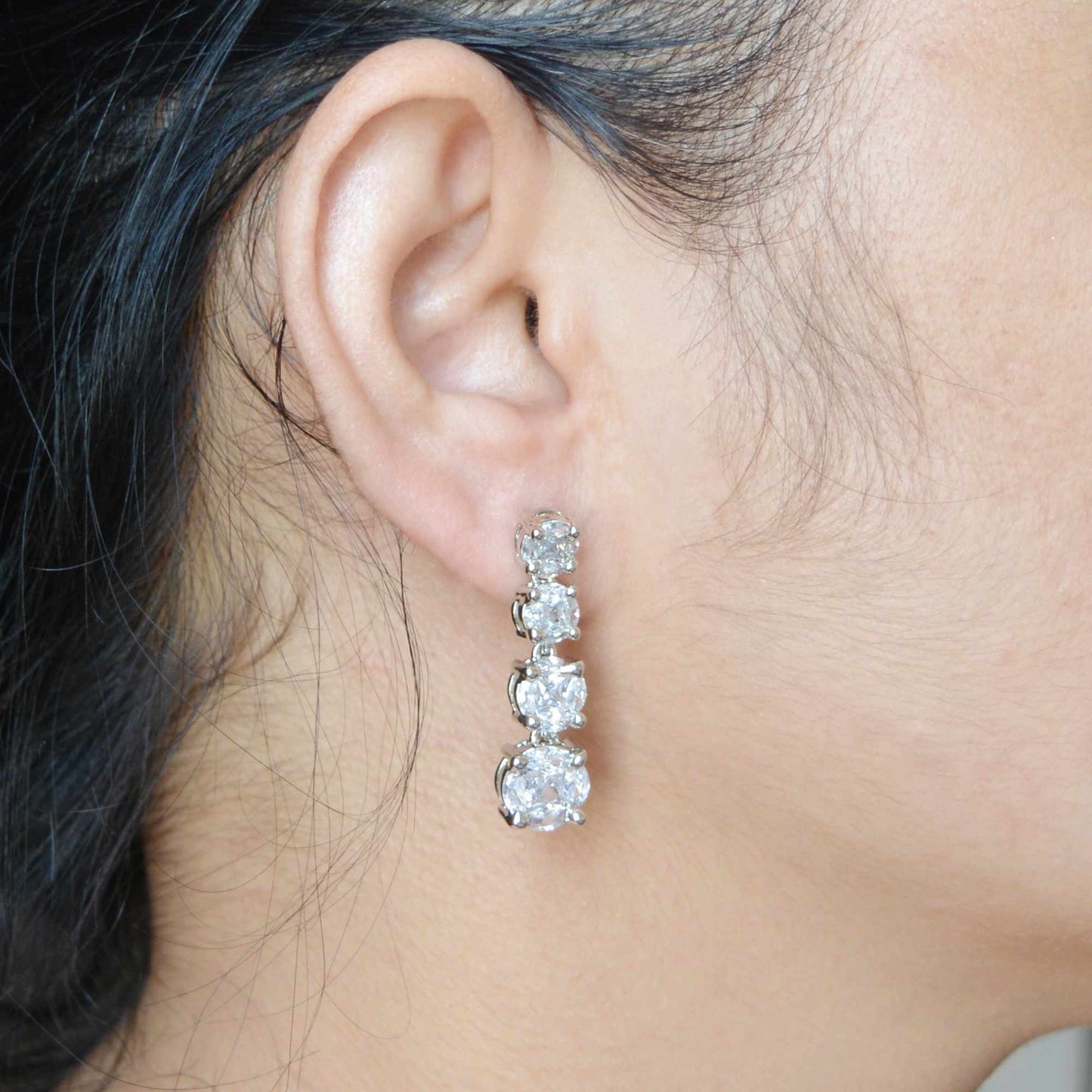 Round CZ Drop Dangle Earrings for Women