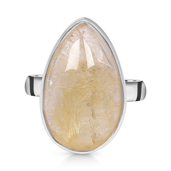 pear golden rutile ring