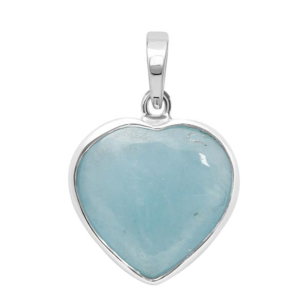 Silver Heart Aquamarine Pendant Necklace Charm Jewellery Femmes Bijoux