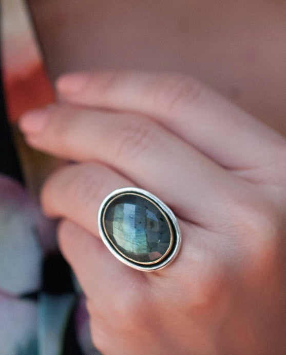 faceted labradorite ring